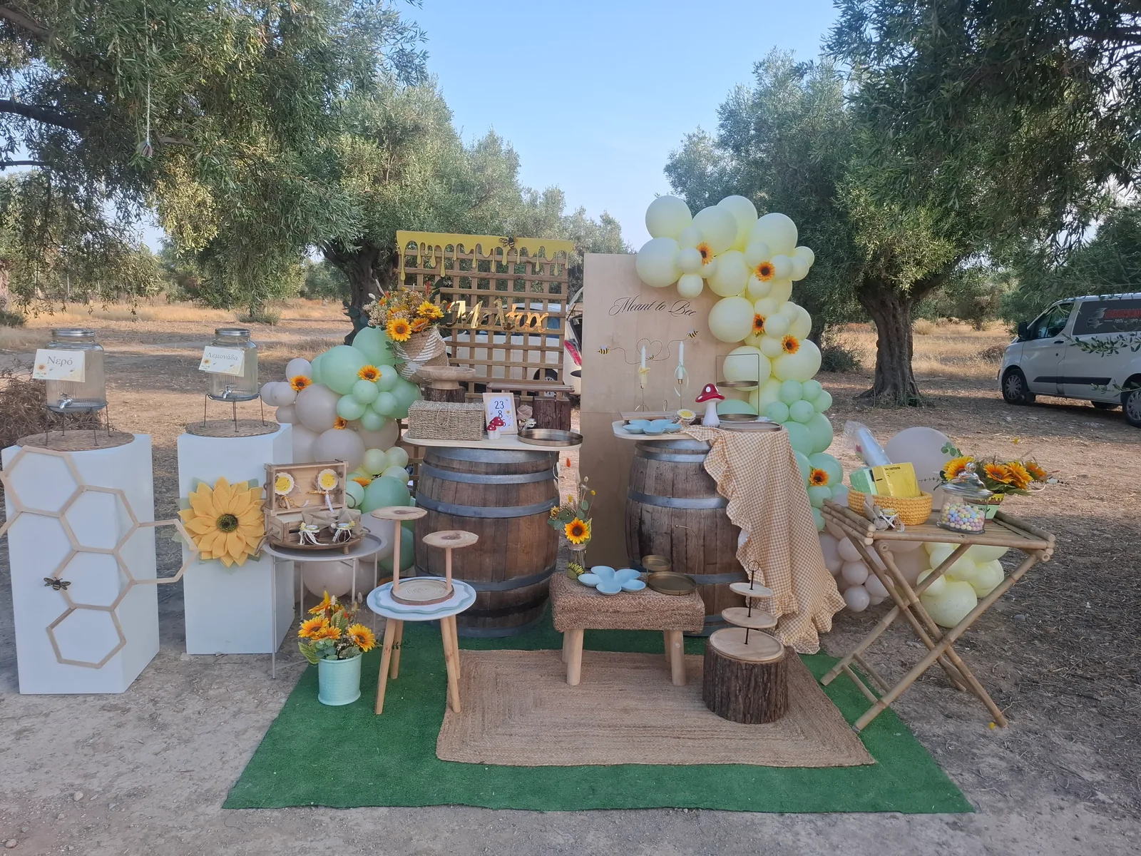 Ολοκληρωμένος στολισμός γάμου και βάπτισης με ηλιοτρόπια και candy bar